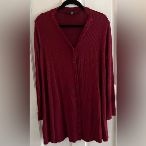 LULUS RED Ribbed Lightweight Cardigan Dress, Size M - Picture 1 of 10